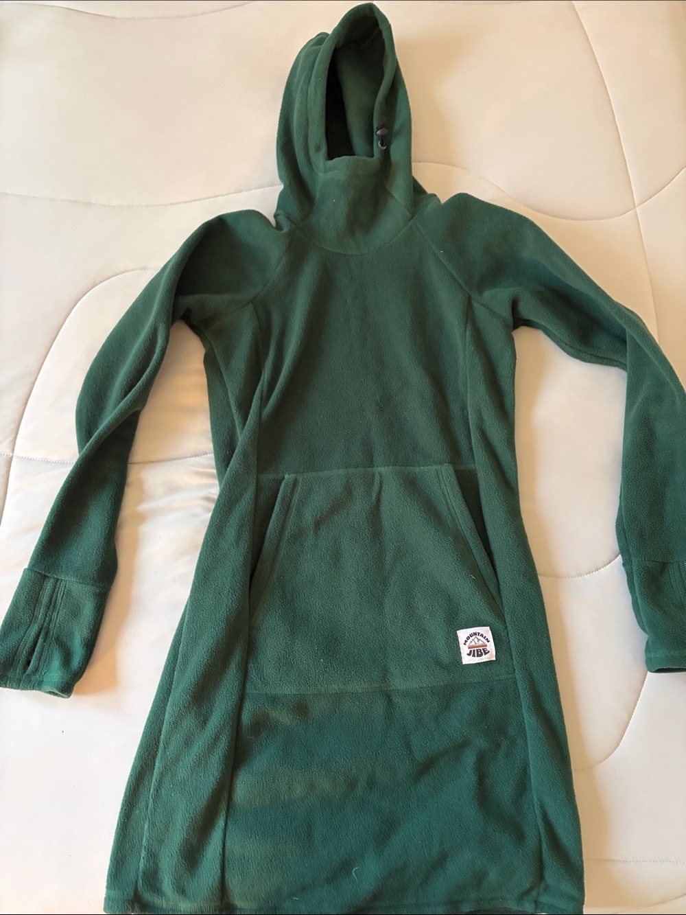 Women’s fleece hooded dress - Forest Green